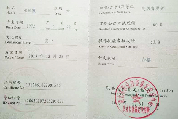 職業(yè)技能證書